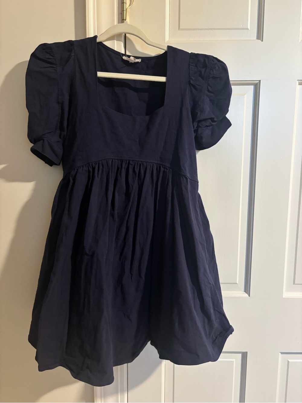 entro Navy Square-Neck Puff Sleeve Dress for women
